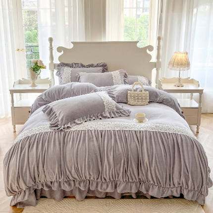 91家纺网 家纺一手货源 找家纺 （总）乐朵家居 2025秋冬 莫奈 牛奶绒床单款床盖款四件套（控价 单248 夹棉278）