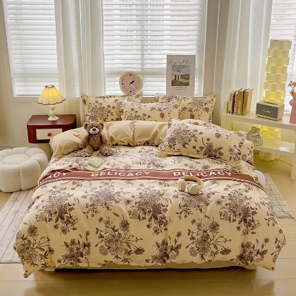 91家纺网 家纺一手货源 找家纺 （总）梦卓家纺 新款直播加厚植物羊绒四件套高克重磨毛跨境四件套 大量现货