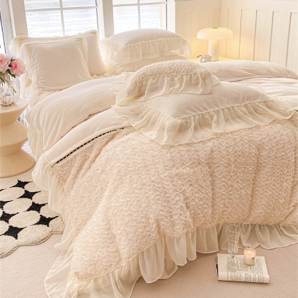 91家纺网 家纺一手货源 找家纺 （总）庭笙 新款高克重绒类法式复古小香风四件套-浪漫的约定