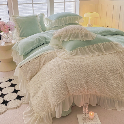 91家纺网 家纺一手货源 找家纺 （总）庭笙 新款高克重绒类法式复古小香风四件套-浪漫的约定