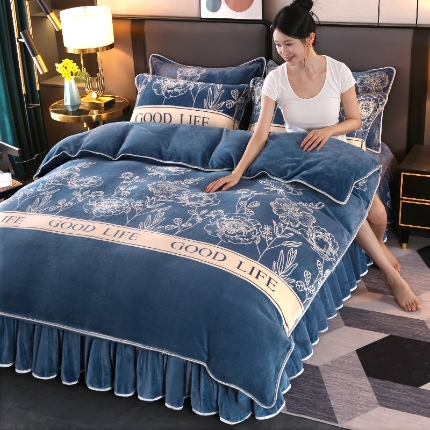 91家纺网 家纺一手货源 找家纺 （总）莱凯家纺 2025新款牛奶绒四件套保暖加厚金貂绒套件