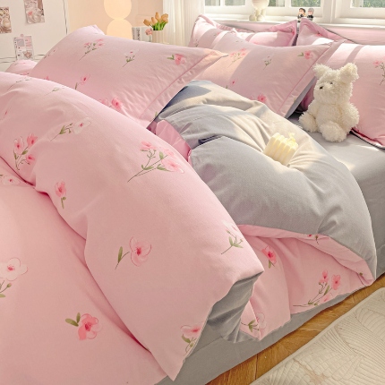 91家纺网 家纺一手货源 找家纺 （总）优选良品 2025直播爆款加厚全棉磨毛四件套喷气印花纯棉（一字绣工艺款）学生三件套9月上新