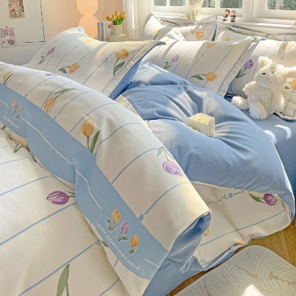 91家纺网 家纺一手货源 找家纺 （总）优选良品 2025直播爆款加厚全棉磨毛四件套喷气印花纯棉（一字绣工艺款）学生三件套9月上新