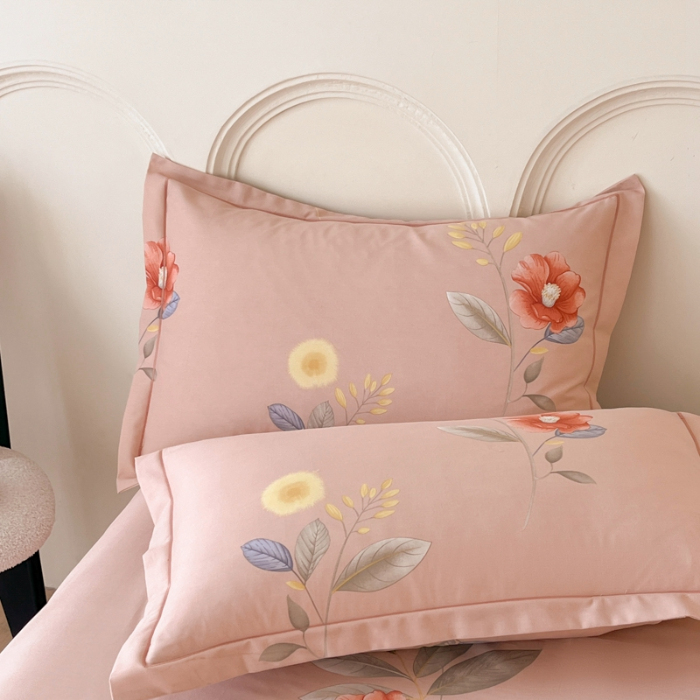 91家纺网 家纺一手货源 找家纺 铭成 2024新款全棉生态喷气加厚磨毛四件套法风小香-粉