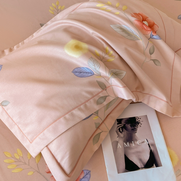 91家纺网 家纺一手货源 找家纺 铭成 2024新款全棉生态喷气加厚磨毛四件套法风小香-粉