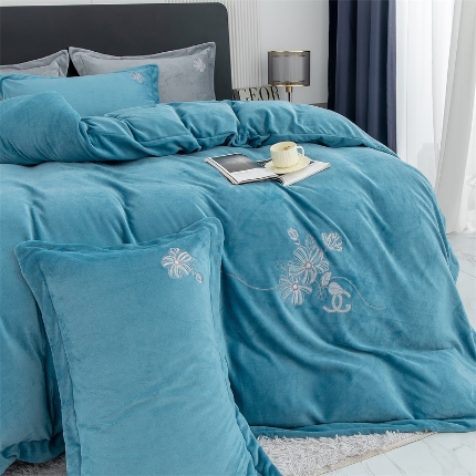 91家纺网 家纺一手货源 找家纺 （总）牛奶绒宝宝水晶绒法莱冰岛绒简约轻奢织带保暖冬季保温四件套尚墨