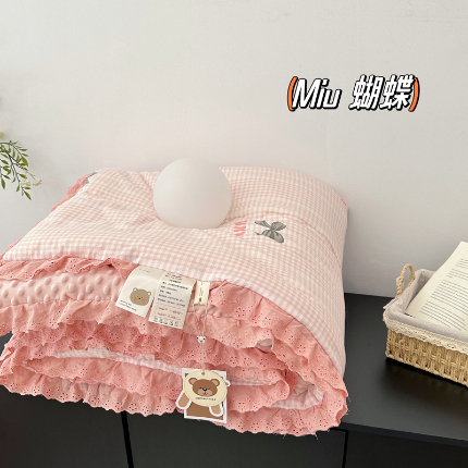 91家纺网 家纺一手货源 找家纺 （总）佰织鑫家居 2024新款全棉法式花边懒人豆豆被