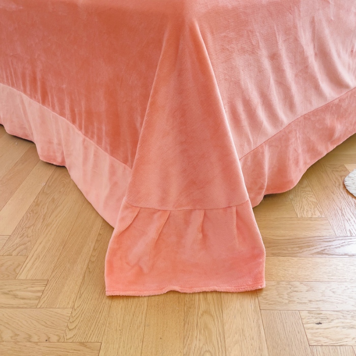 91家纺网 家纺一手货源 找家纺 （总）【苏东来】2024加厚大版花卉牛奶绒刺绣花四件套小清新公主风韩版婴儿绒宝宝绒兔绒法莱绒金貂绒四件套床单床盖款单被套 初恋橘