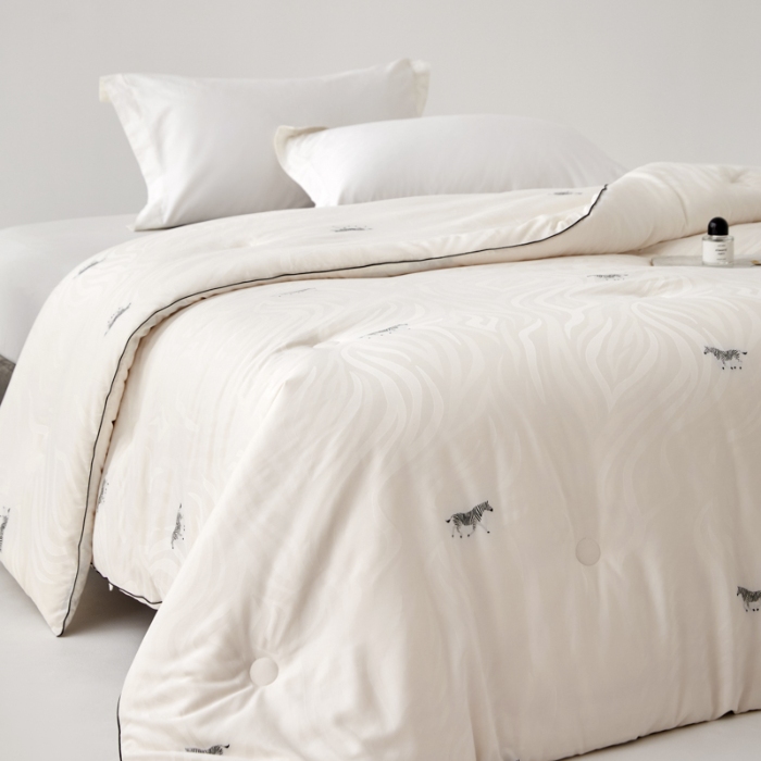 91家纺网 家纺一手货源 找家纺 新款桑蚕丝大豆被子天丝棉提花大豆被秋冬被拉链子母被芯 斑马3