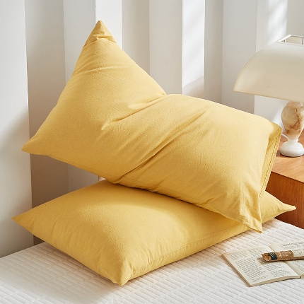 91家纺网 家纺一手货源 找家纺 （总）呦呦南宋 纯棉简约款枕套 母婴级A类全棉色织水洗棉无印风单品一对装全棉枕头套