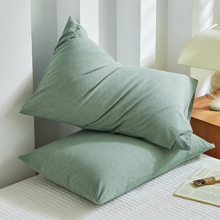 91家纺网 家纺一手货源 找家纺 （总）呦呦南宋 纯棉简约款枕套 母婴级A类全棉色织水洗棉无印风单品一对装全棉枕头套