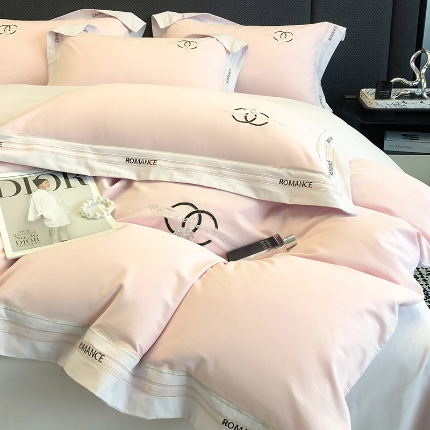 91家纺网 家纺一手货源 找家纺 秋冬加厚超细旦超柔长绒棉磨毛刺绣四件套100%纯棉全棉床品 桃花粉拼紫-华尔兹-超细旦超柔长绒棉