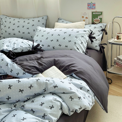 91家纺网 家纺一手货源 找家纺 春光里 2024新款亲肤磨毛双拼AB版四件套-星愿