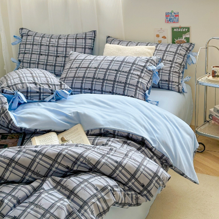 91家纺网 家纺一手货源 找家纺 春光里 2024新款亲肤磨毛双拼AB版四件套-星愿