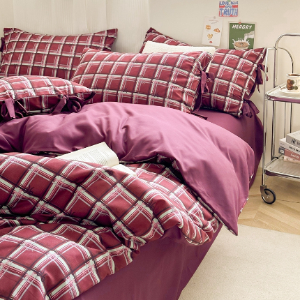 91家纺网 家纺一手货源 找家纺 春光里 2024新款亲肤磨毛双拼AB版四件套-星愿