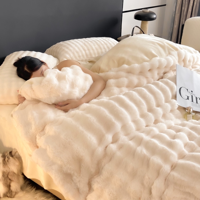 91家纺网 家纺一手货源 找家纺 （总）品乐家纺 2025新款A类泡泡兔绒牛奶绒四件套