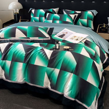 91家纺网 家纺一手货源 找家纺 家居1号家纺 2024新款新疆长绒棉数码印花四件套-时尚系列 黛西