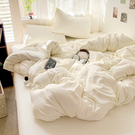 91家纺网 家纺一手货源 找家纺 （总）艾特你 2025新款水洗棉双拼四件套宿舍三件套床单被套枕套