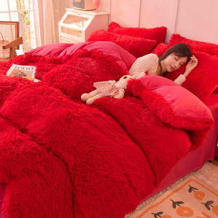 91家纺网 家纺一手货源 找家纺 （总）2025年新款 纯色水貂绒水晶绒保暖牛奶绒兔绒四件套-跑量款