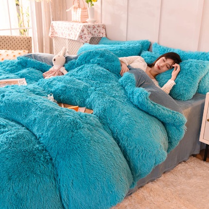 91家纺网 家纺一手货源 找家纺 （总）2025年新款 纯色水貂绒水晶绒保暖牛奶绒兔绒四件套-跑量款