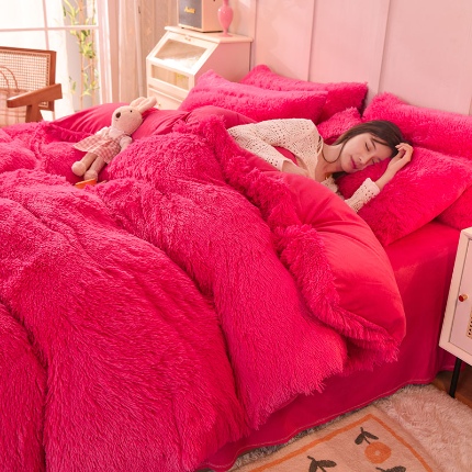 91家纺网 家纺一手货源 找家纺 （总）2025年新款 纯色水貂绒水晶绒保暖牛奶绒兔绒四件套-跑量款