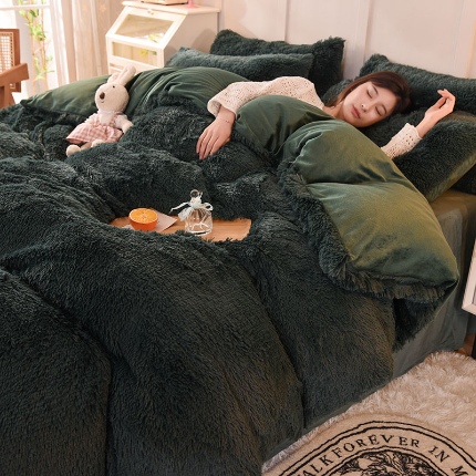 91家纺网 家纺一手货源 找家纺 （总）2025年新款 纯色水貂绒水晶绒保暖牛奶绒兔绒四件套-跑量款