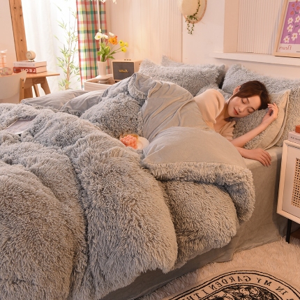 91家纺网 家纺一手货源 找家纺 （总）2025年新款 纯色水貂绒水晶绒保暖牛奶绒兔绒四件套-跑量款