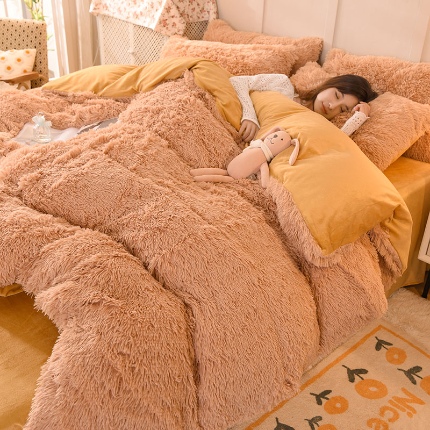 91家纺网 家纺一手货源 找家纺 （总）2025年新款 纯色水貂绒水晶绒保暖牛奶绒兔绒四件套-跑量款