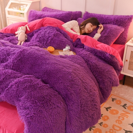 91家纺网 家纺一手货源 找家纺 （总）2025年新款 纯色水貂绒水晶绒保暖牛奶绒兔绒四件套-跑量款