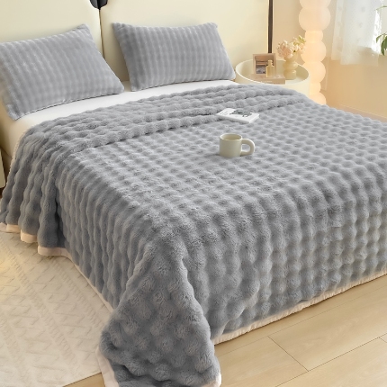 91家纺网 家纺一手货源 找家纺 （总）2025品乐新款加厚泡泡兔绒牛奶绒床单毛毯子