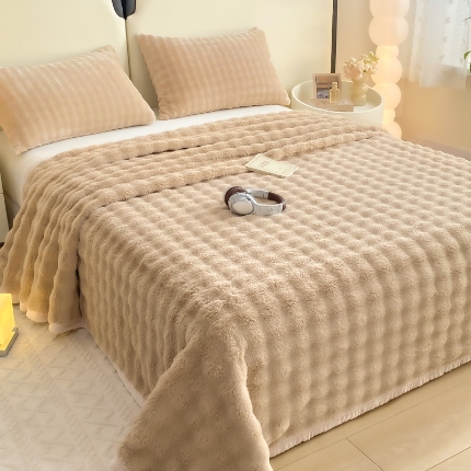 91家纺网 家纺一手货源 找家纺 （总）2025品乐新款加厚泡泡兔绒牛奶绒床单毛毯子