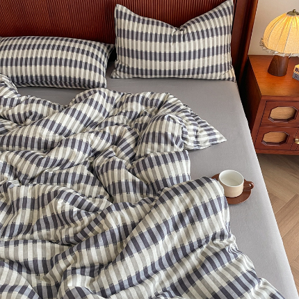 91家纺网 家纺一手货源 找家纺 （总）一比一家纺 2025新款全棉母婴级抗菌有氧全棉双层纱亲肤全棉小清新印花三件套四件套