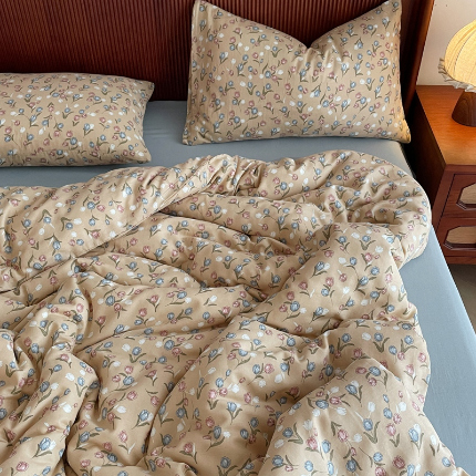 91家纺网 家纺一手货源 找家纺 （总）一比一家纺 2025新款全棉母婴级抗菌有氧全棉双层纱亲肤全棉小清新印花三件套四件套