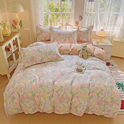 91家纺网 家纺一手货源 找家纺 总1 卡普二店 纯棉全棉四件套13070喷气床单款床笠款三件套