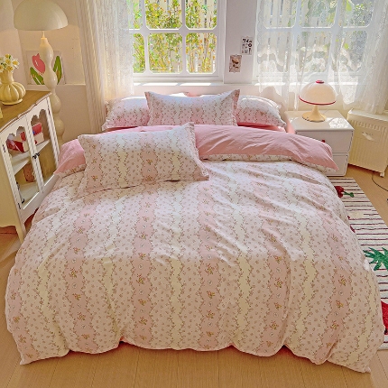 91家纺网 家纺一手货源 找家纺 总1 卡普二店 纯棉全棉四件套13070喷气床单款床笠款三件套