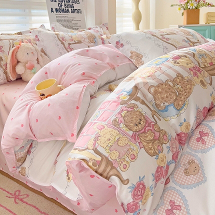 91家纺网 家纺一手货源 找家纺 （总）楠沐家纺 （套件）2025新款亲肤芦荟棉美棉磨毛印花四件套(第二批)