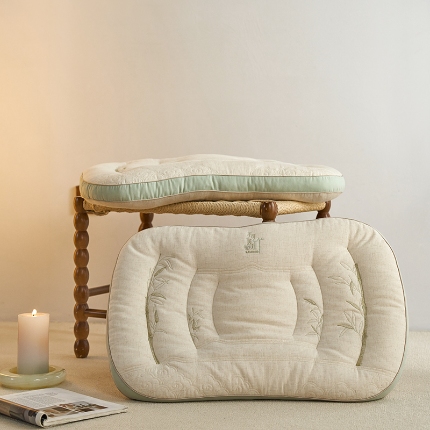 91家纺网 家纺一手货源 找家纺 （总）2024新款 棉麻棉羽丝枕芯 竹麻棉牵引护颈枕家用枕头枕芯