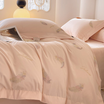 91家纺网 家纺一手货源 找家纺 （总） 【A类母婴级】加厚保暖全棉磨毛四件套纯棉刺绣床单被套轻奢风床笠款纯色简约床上用品 