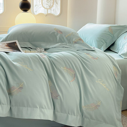 91家纺网 家纺一手货源 找家纺 （总） 【A类母婴级】加厚保暖全棉磨毛四件套纯棉刺绣床单被套轻奢风床笠款纯色简约床上用品 