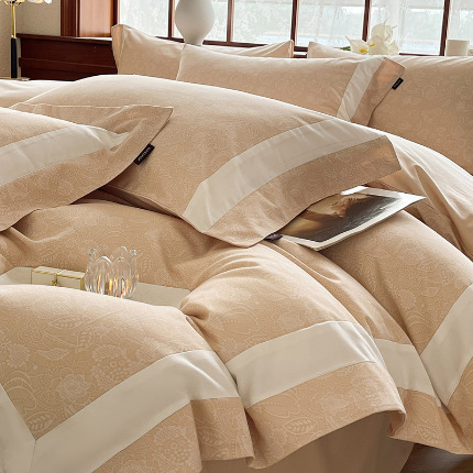 91家纺网 家纺一手货源 找家纺 （总） A类加厚全棉磨毛四件套纯棉数码印花拼接被套床单轻奢风床笠款床上用品