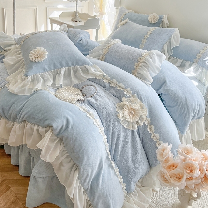 91家纺网 家纺一手货源 找家纺 （总）乐朵家居 2025秋冬 梦妮莎 牛奶绒床单款床盖款四件套（控价 单269 夹棉299）