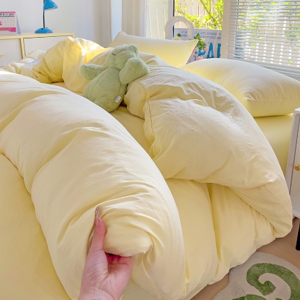 91家纺网 家纺一手货源 找家纺 （总）艾特你 2025新款水洗棉双拼四件套宿舍三件套床单被套枕套