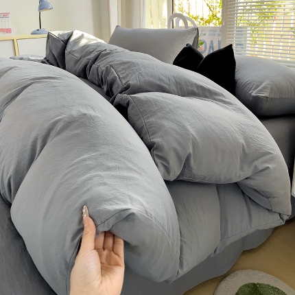 91家纺网 家纺一手货源 找家纺 （总）艾特你 2025新款水洗棉双拼四件套宿舍三件套床单被套枕套