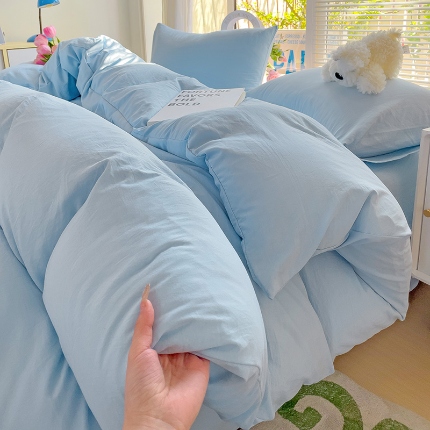 91家纺网 家纺一手货源 找家纺 （总）艾特你 2025新款水洗棉双拼四件套宿舍三件套床单被套枕套