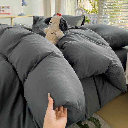 91家纺网 家纺一手货源 找家纺 （总）艾特你 2025新款水洗棉双拼四件套宿舍三件套床单被套枕套