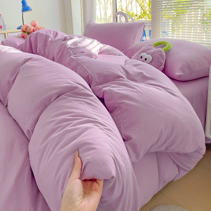 91家纺网 家纺一手货源 找家纺 （总）艾特你 2025新款水洗棉双拼四件套宿舍三件套床单被套枕套