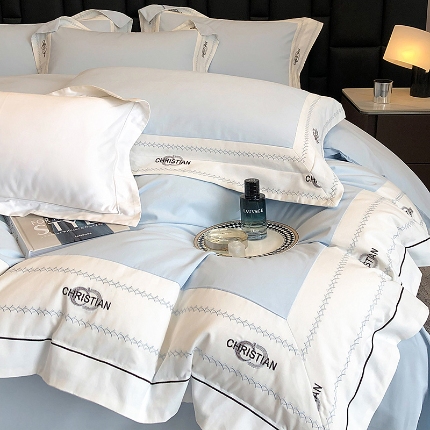 91家纺网 家纺一手货源 找家纺 秋冬加厚超柔超细旦长绒棉磨毛刺绣四件套全棉100%纯棉床品 克里斯汀-祖玛蓝-超细旦超柔长绒棉