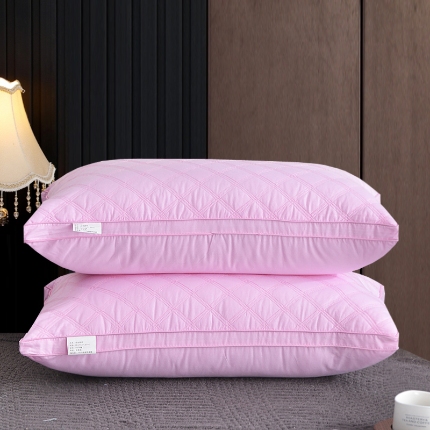 91家纺网 家纺一手货源 找家纺 兴丝露枕芯 五色全棉三线格羽丝枕 绗缝枕头 全棉立体枕芯 全棉枕芯