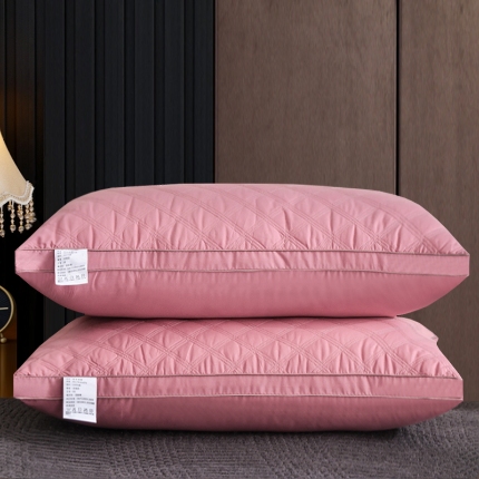 91家纺网 家纺一手货源 找家纺 兴丝露枕芯 五色全棉三线格羽丝枕 绗缝枕头 全棉立体枕芯 全棉枕芯