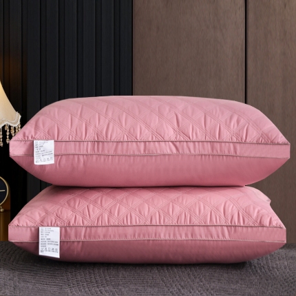 91家纺网 家纺一手货源 找家纺 兴丝露枕芯 五色全棉三线格羽丝枕 绗缝枕头 全棉立体枕芯 全棉枕芯